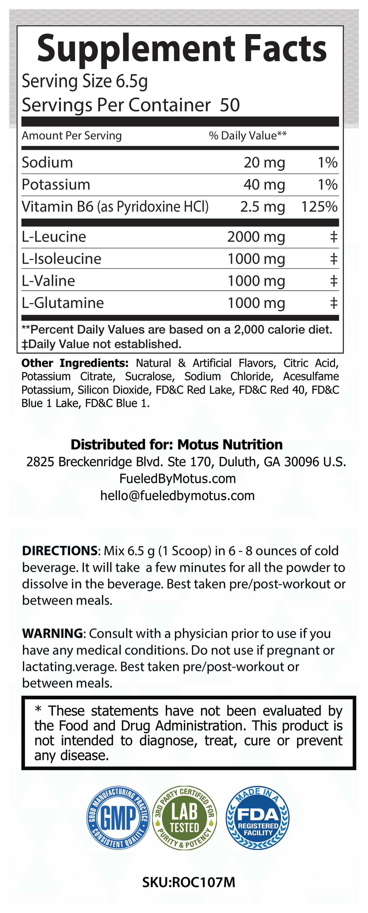 Supplement Facts panel