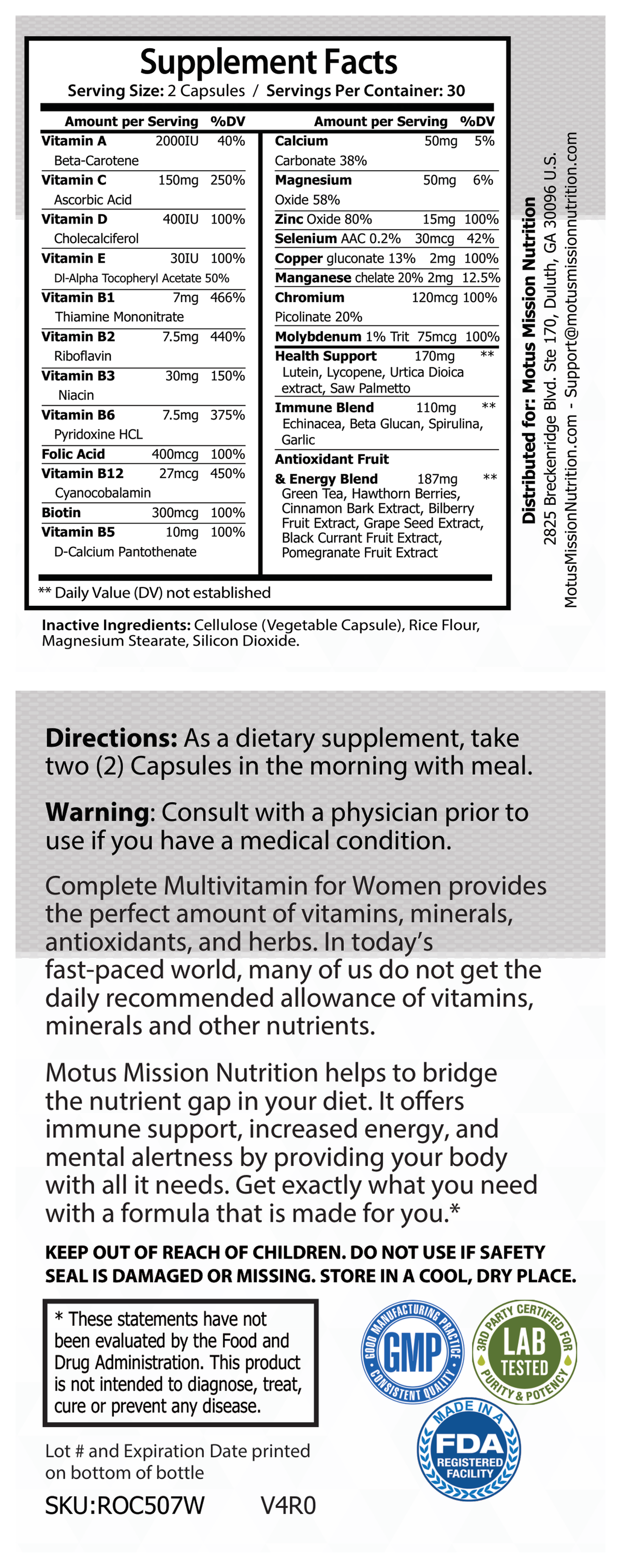 Supplement Facts panel