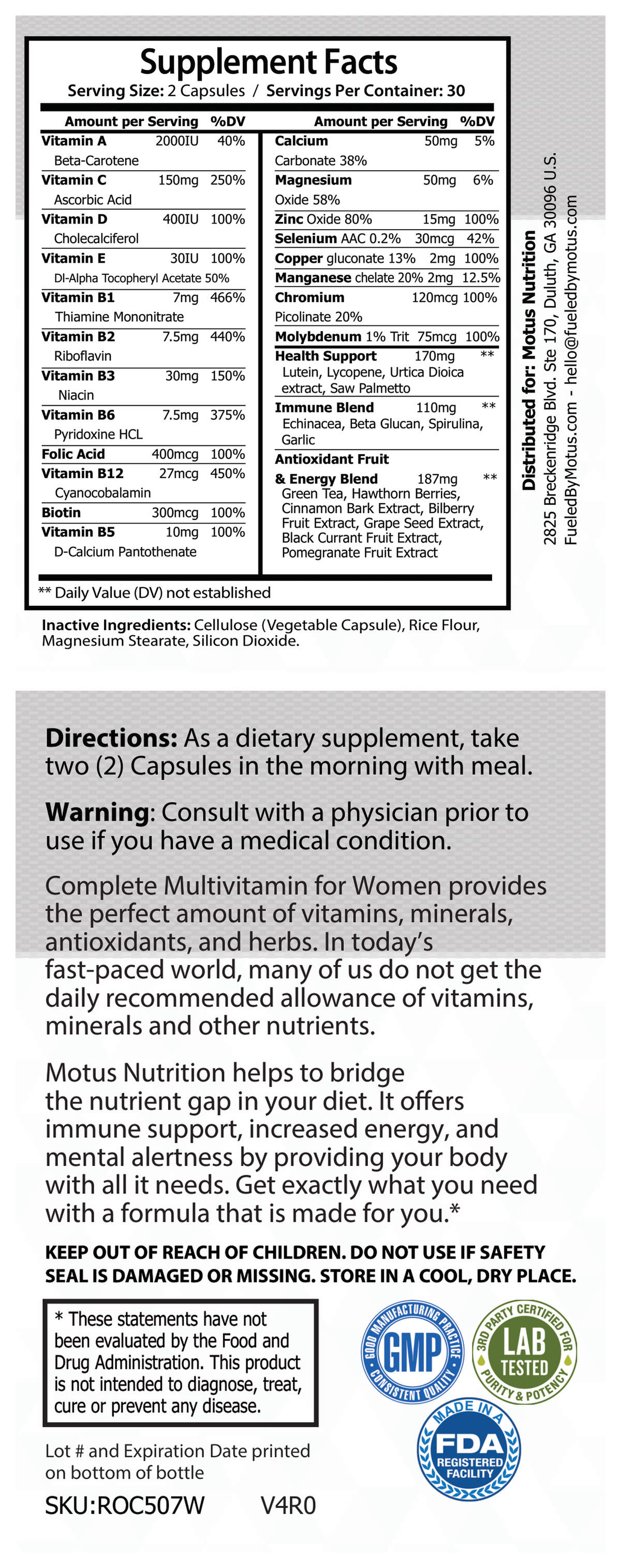 Supplement Facts panel
