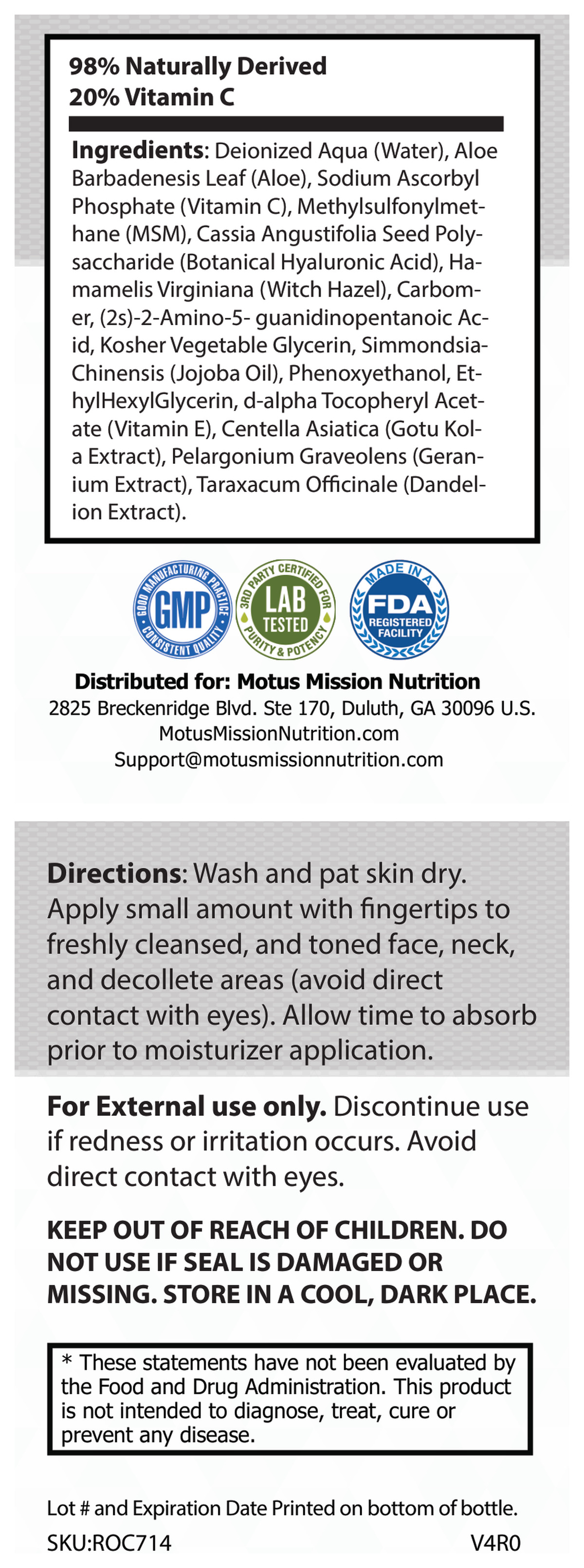Supplement Facts panel