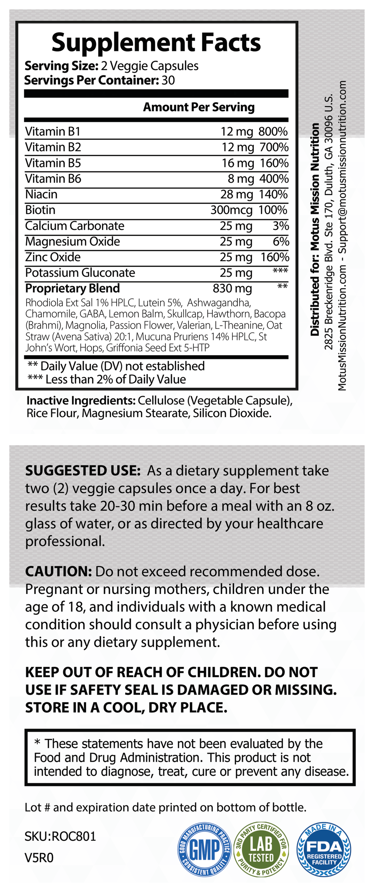 Supplement Facts panel