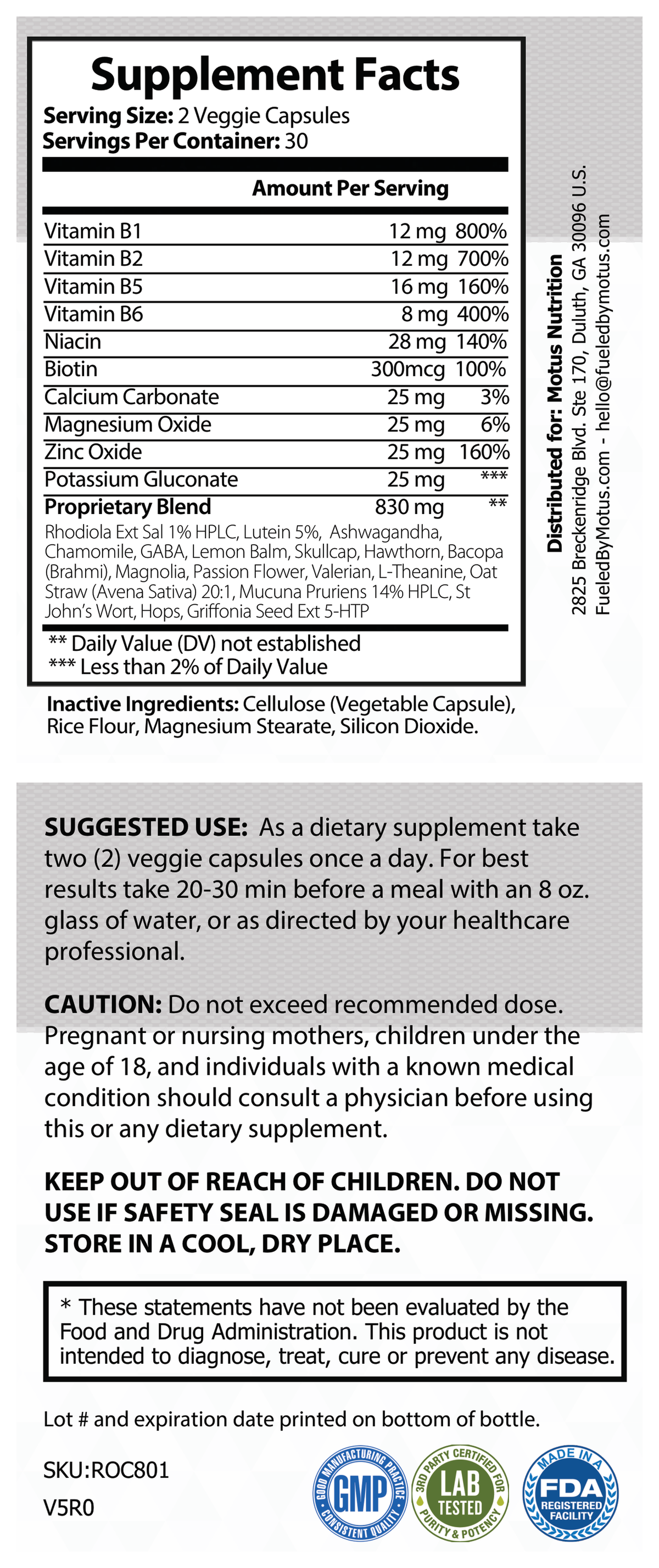 Supplement Facts panel