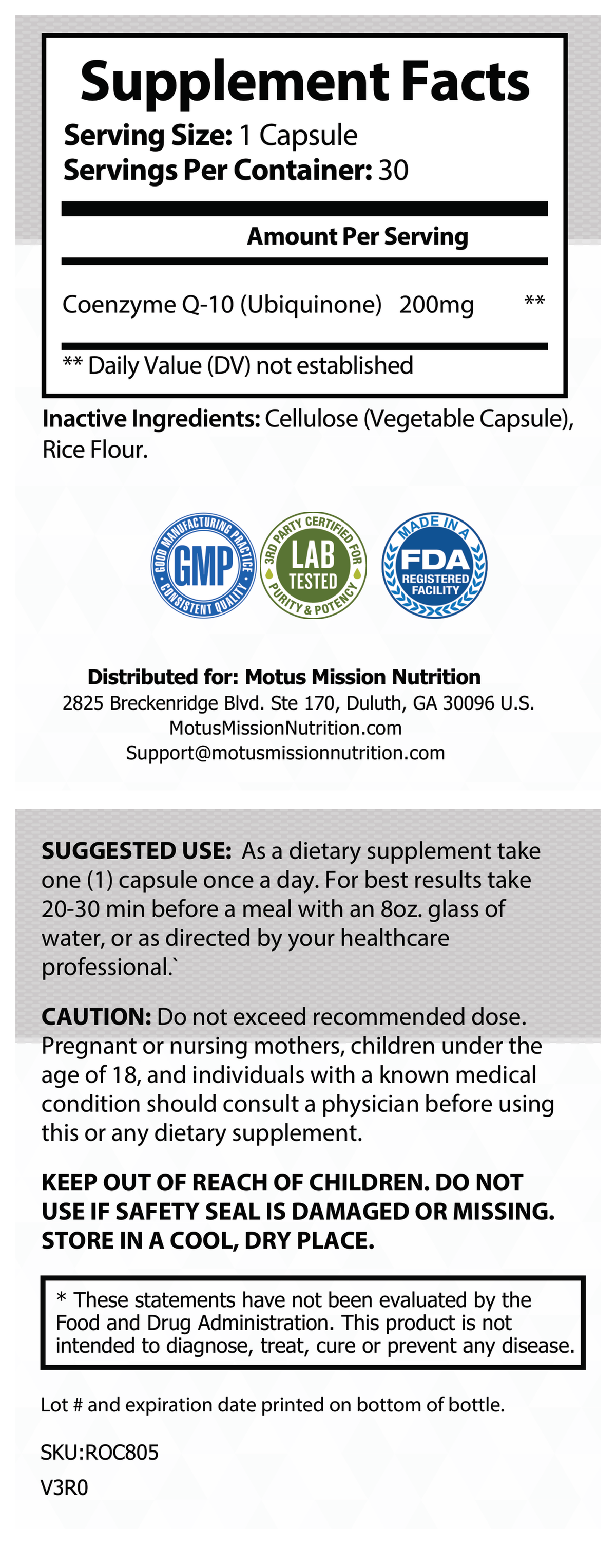 Supplement Facts panel