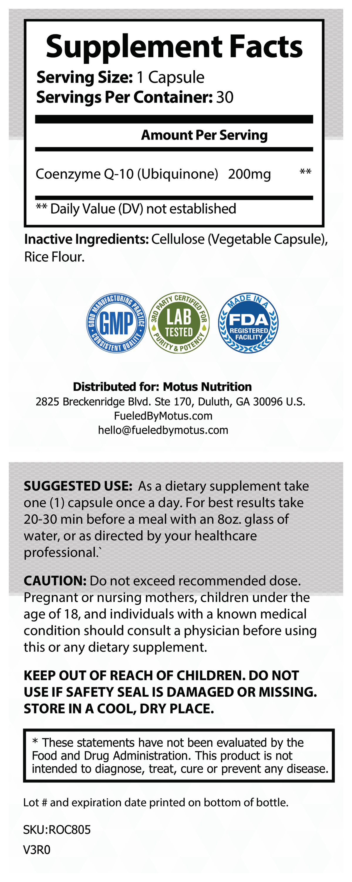 Supplement Facts panel