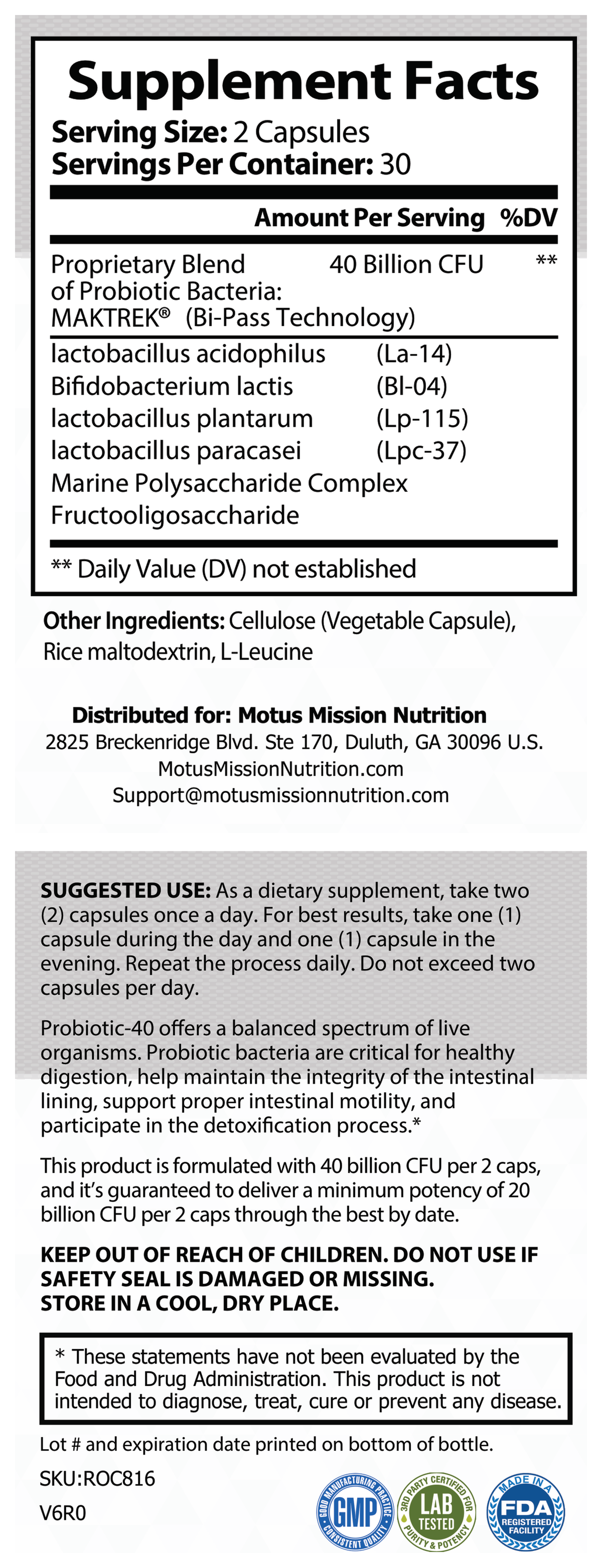 Supplement Facts panel