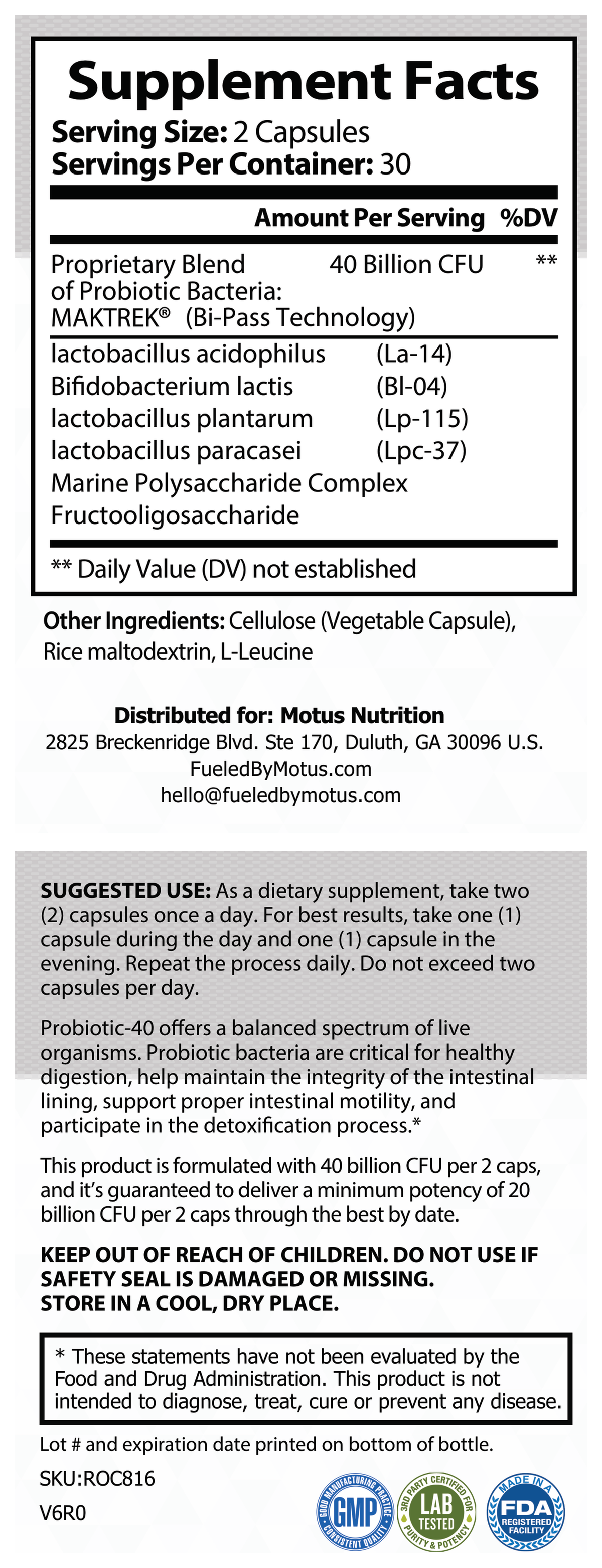 Supplement Facts panel