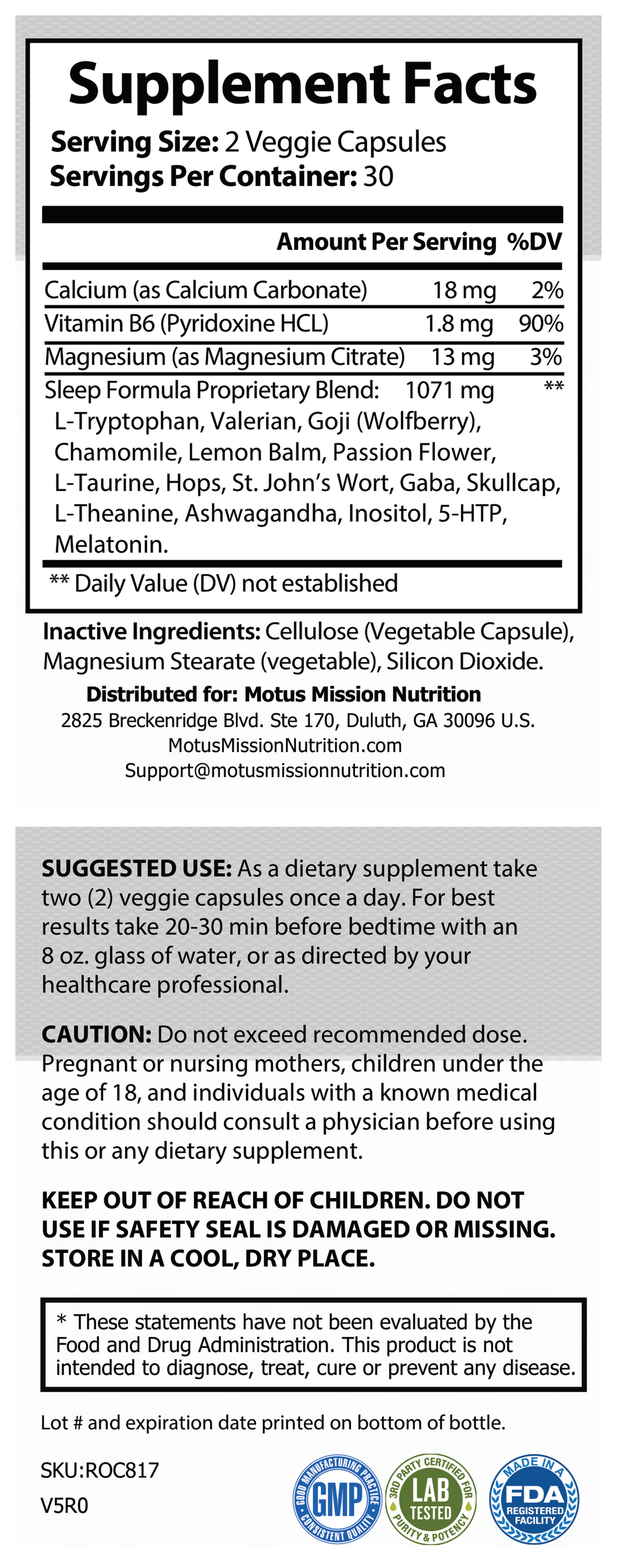 Supplement Facts panel