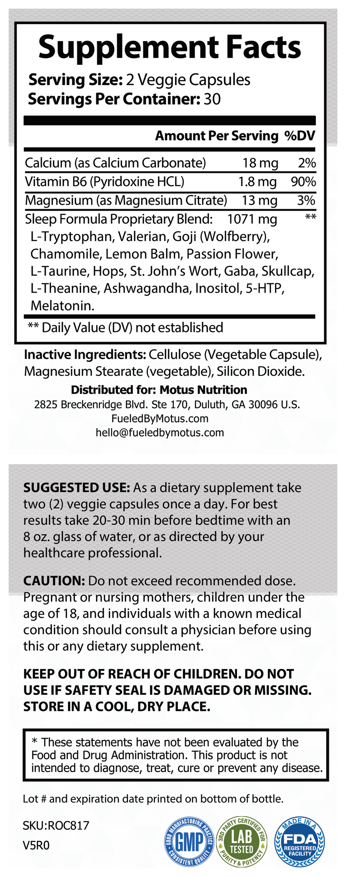 Supplement Facts panel