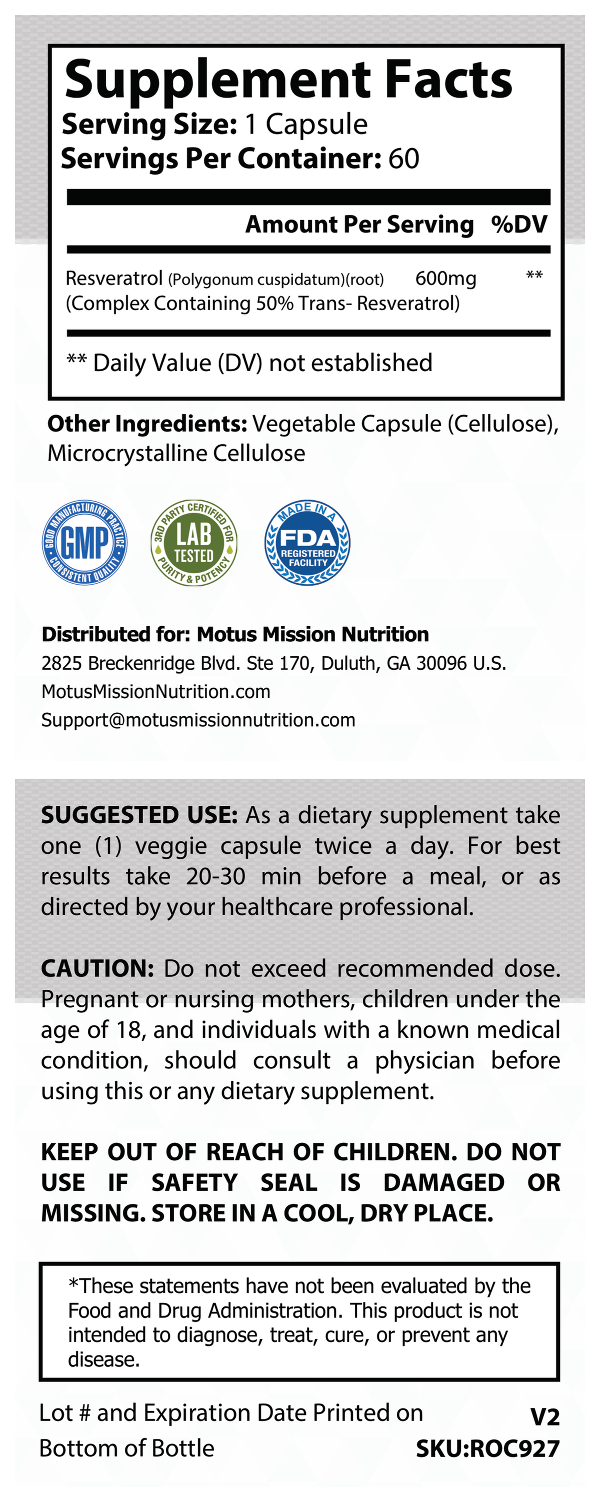 Supplement Facts panel