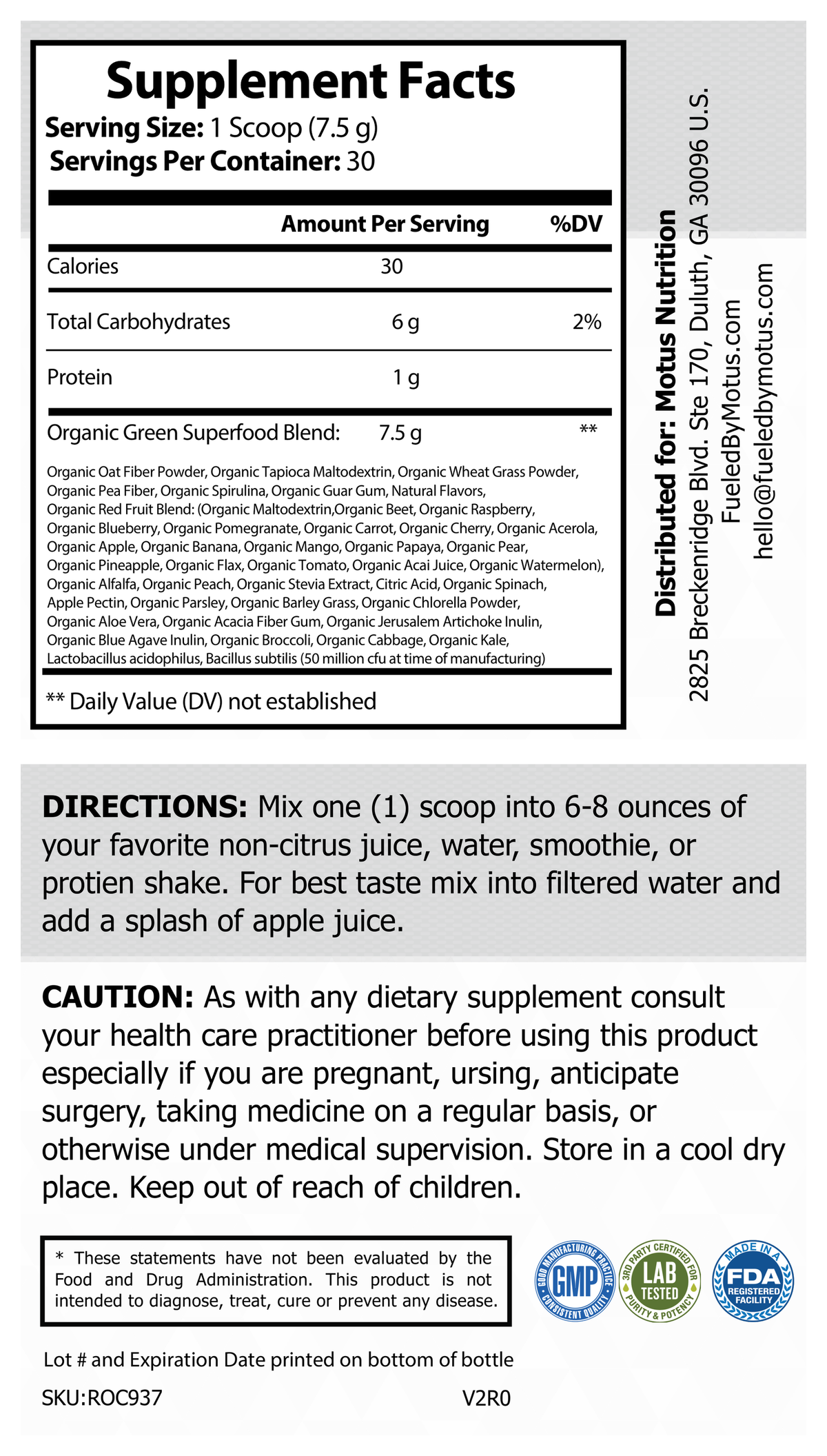 Supplement Facts panel